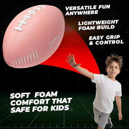 7.25" Foam Football for Kids & Toddlers - Easy Grip Small Youth Football Toy - Soft Mini Football for Little Hands, Indoor & Outdoor Play Ball, Safe Sports Toy Gift for Boys & Girls - Pink
