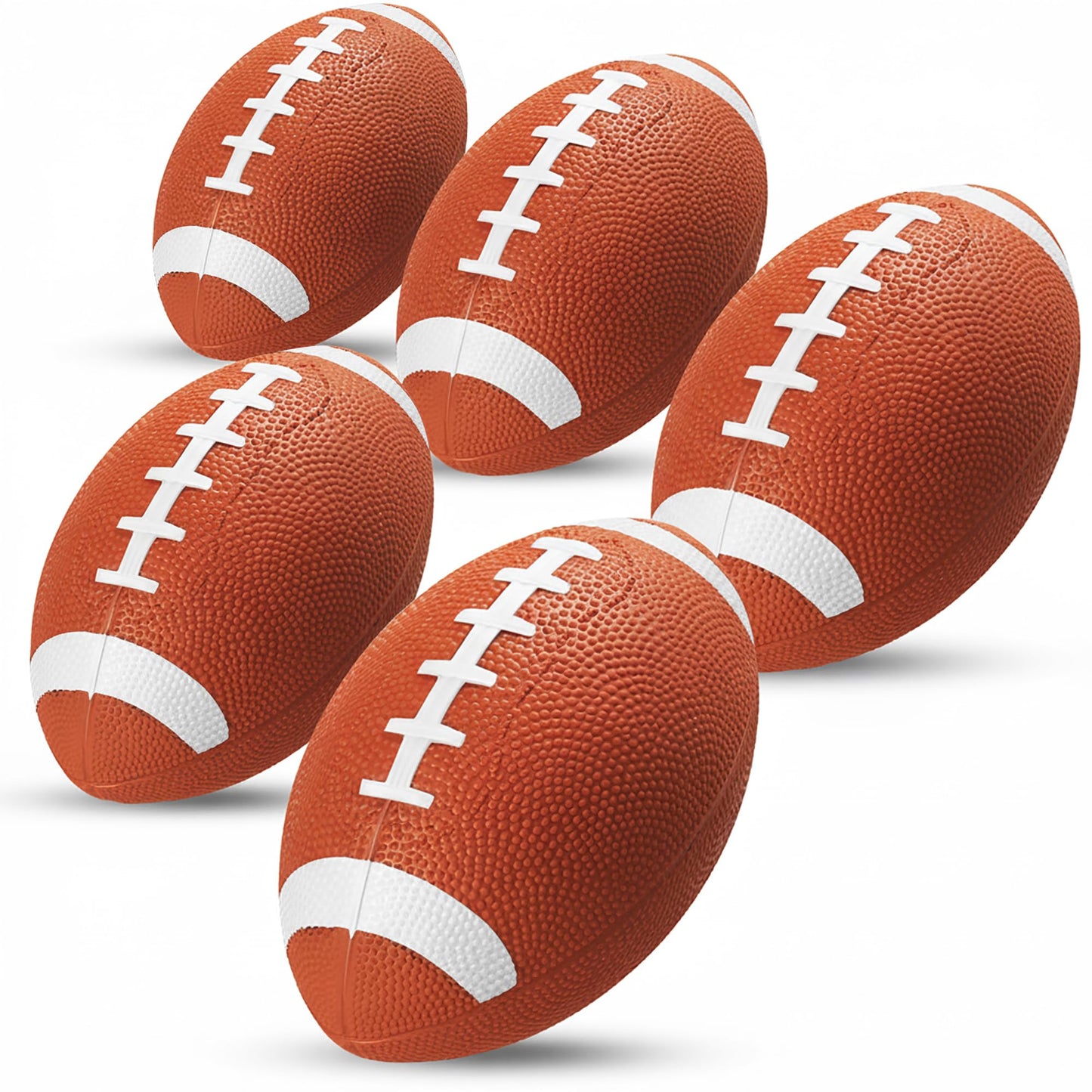 6-Inch Mini Footballs for Kids (Pack of 5) - Inflatable PVC Football Toys for Boys & Girls with Hand Pump, Easy to Grip Small Sports Balls for Backyard, Recess, Party Favor, Indoor/Outdoor, Brown