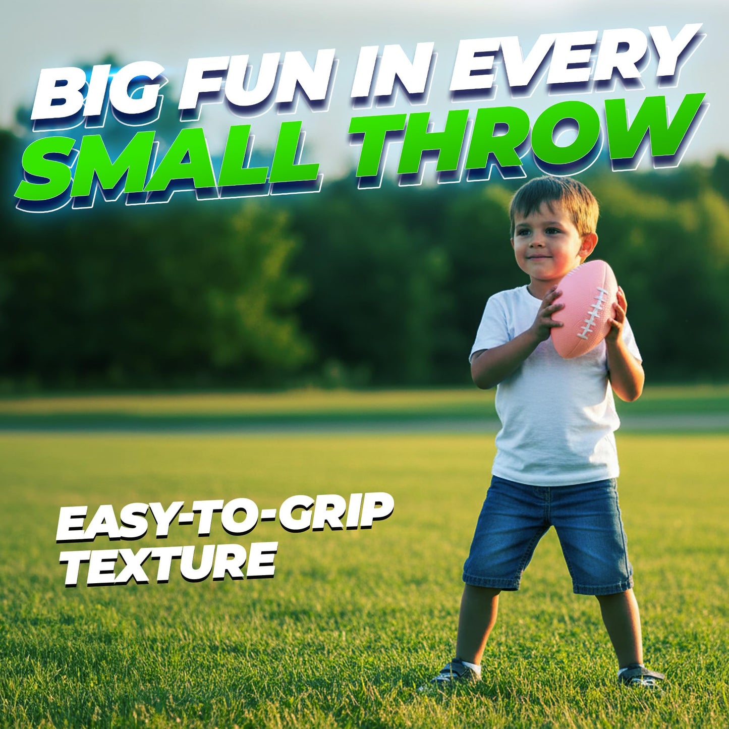 7.25" Foam Football for Kids & Toddlers - Easy Grip Small Youth Football Toy - Soft Mini Football for Little Hands, Indoor & Outdoor Play Ball, Safe Sports Toy Gift for Boys & Girls - Pink