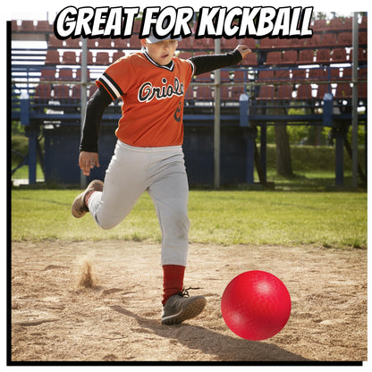 10 Inch Kickball Playground Balls - (Pack of 6) Inflatable Rubber Indoor Outdoor Bouncy Balls for Adults & Kids - Dodgeballs, Kickballs, Four Square and Handballs for School, Gym, with Hand Pump