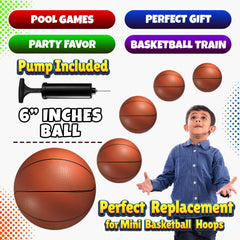 6-Inch Mini Basketballs for Kids (5-Pack) with Hand Pump for Mini Hoops