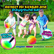 PlayBolt Rainbow Playground Ball - 8.5Inch (Pack of 1) Rubber Bouncy Inflatable Balls for Kids and Adults, Indoor and Outdoor Games, Kickball, Dodgeball, Four Square, and More