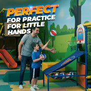 Size 3 Mini Basketballs (Pack of 3) - 7-Inch Premium Red, White & Blue Youth Rubber Basketballs with Hand Pump for Kids, Indoor Over-the-Door Hoops, Backyard Pools, Arcade Games, Training and Practice