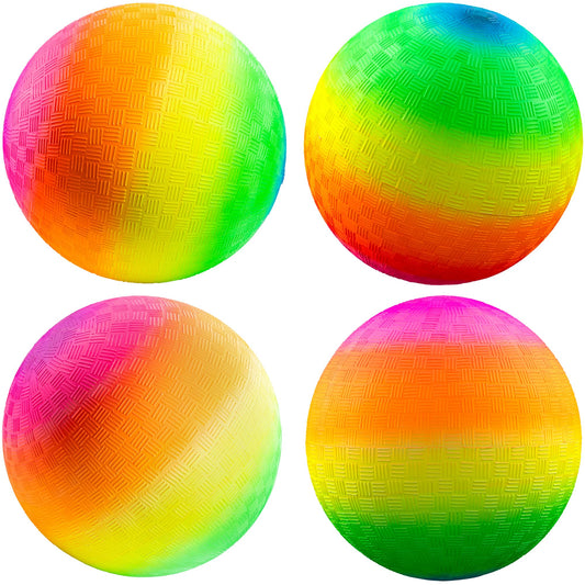 PlayBolt Rainbow Playground Balls - 8.5Inch (Pack of 12) Rubber Bouncy Inflatable Balls for Kids and Adults, Indoor and Outdoor Games, Kickball, Dodgeball, Four Square, Dodge Ball, Handball