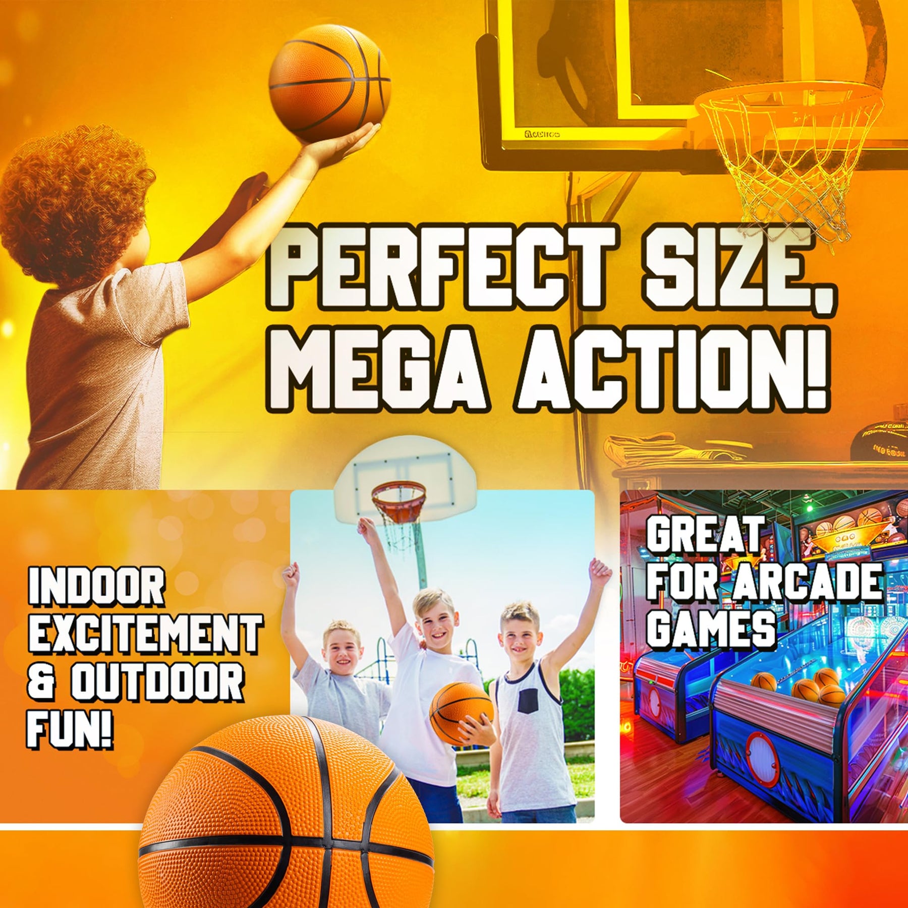 Bedwina Mini Basketball - 7 Inch, Size 3 (Pack of 4) - Mini Hoop Outdoor Set & Indoor for Small Basketball Hoops & Pool Parties - Kids Sports Party Favors