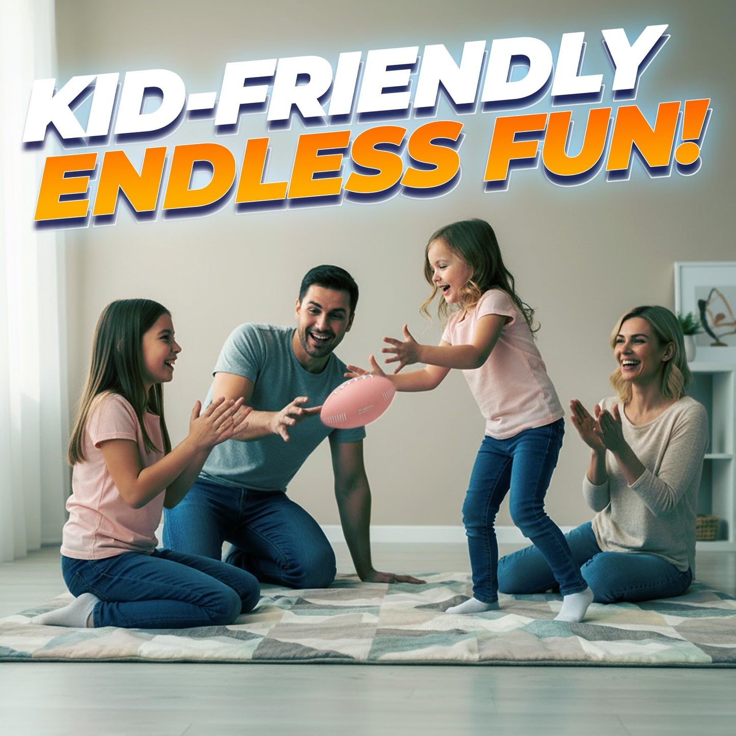 7.25" Foam Football for Kids & Toddlers - Easy Grip Small Youth Football Toy - Soft Mini Football for Little Hands, Indoor & Outdoor Play Ball, Safe Sports Toy Gift for Boys & Girls - Pink