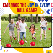 PlayBolt Playground Ball - 8.5 Inch Red Rubber Kickball Bouncy Inflatable Balls for Kids & Adults w/Hand Pump, Indoor & Outdoor Games, Kickballs, Dodgeball, Four Square, and More, (1-Pack)