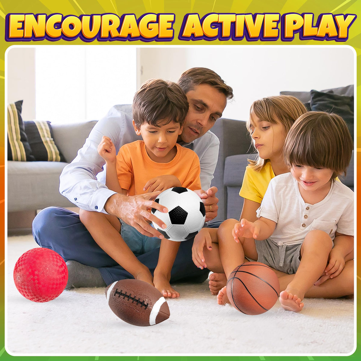 PlayBolt Sports Balls for Kids & Toddlers Toys - (Pack of 4) 5-inch