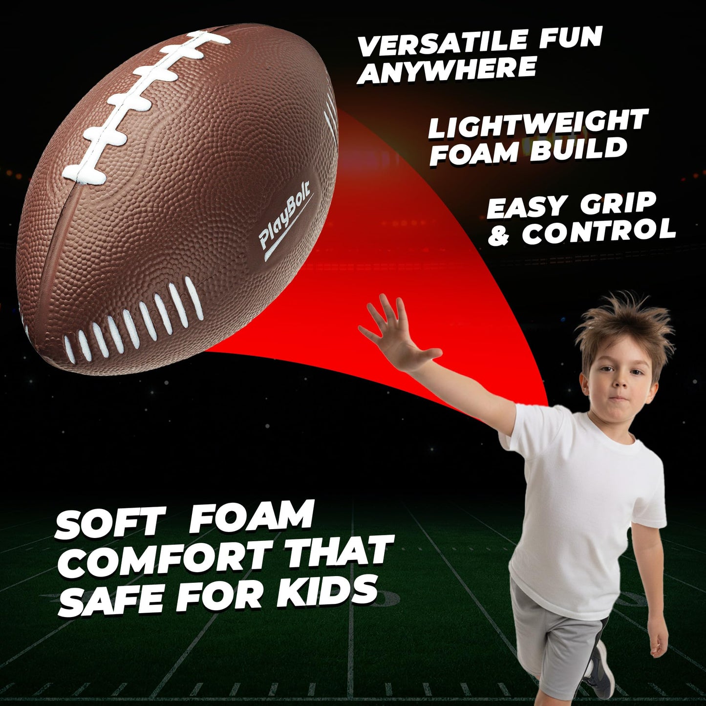 7.25" Foam Football for Kids & Toddlers - Easy Grip Small Youth Football Toy - Soft Mini Football for Little Hands, Indoor & Outdoor Play Ball, Safe Sports Toy Gift for Boys & Girls - Brown