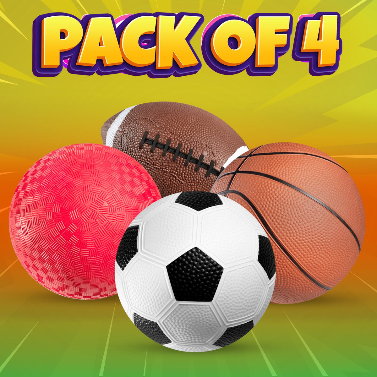 PlayBolt Sports Balls for Kids & Toddlers Toys - (Pack of 4) 5-inch