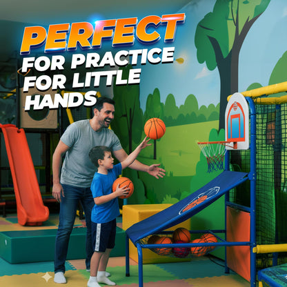 PlayBolt Size 3 Mini Basketballs (Pack of 3) - 7-Inch Premium Orange Youth Rubber Basketballs with Hand Pump for Kids, Indoor Over-The-Door Hoops, Backyard Pools, Arcade Games, Training and Practice