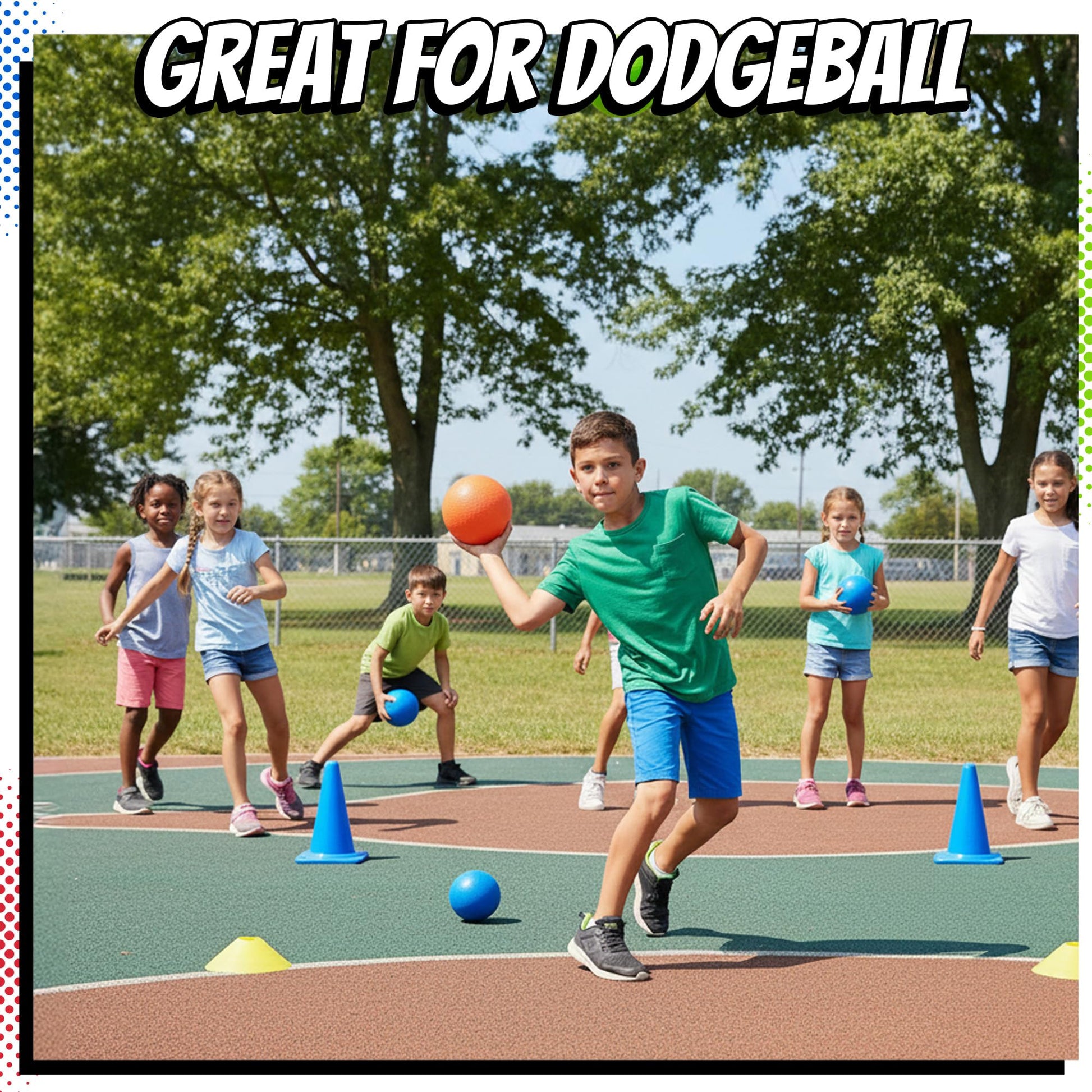5” Playground Balls for Toddlers & Kids - (6 Pack) Inflatable Rubber Bouncy Dodgeball Balls w/Pump - Small & Colorful for Four Square, Gym, Backyard, Recess, Sports, Preschool & Kindergarten Games