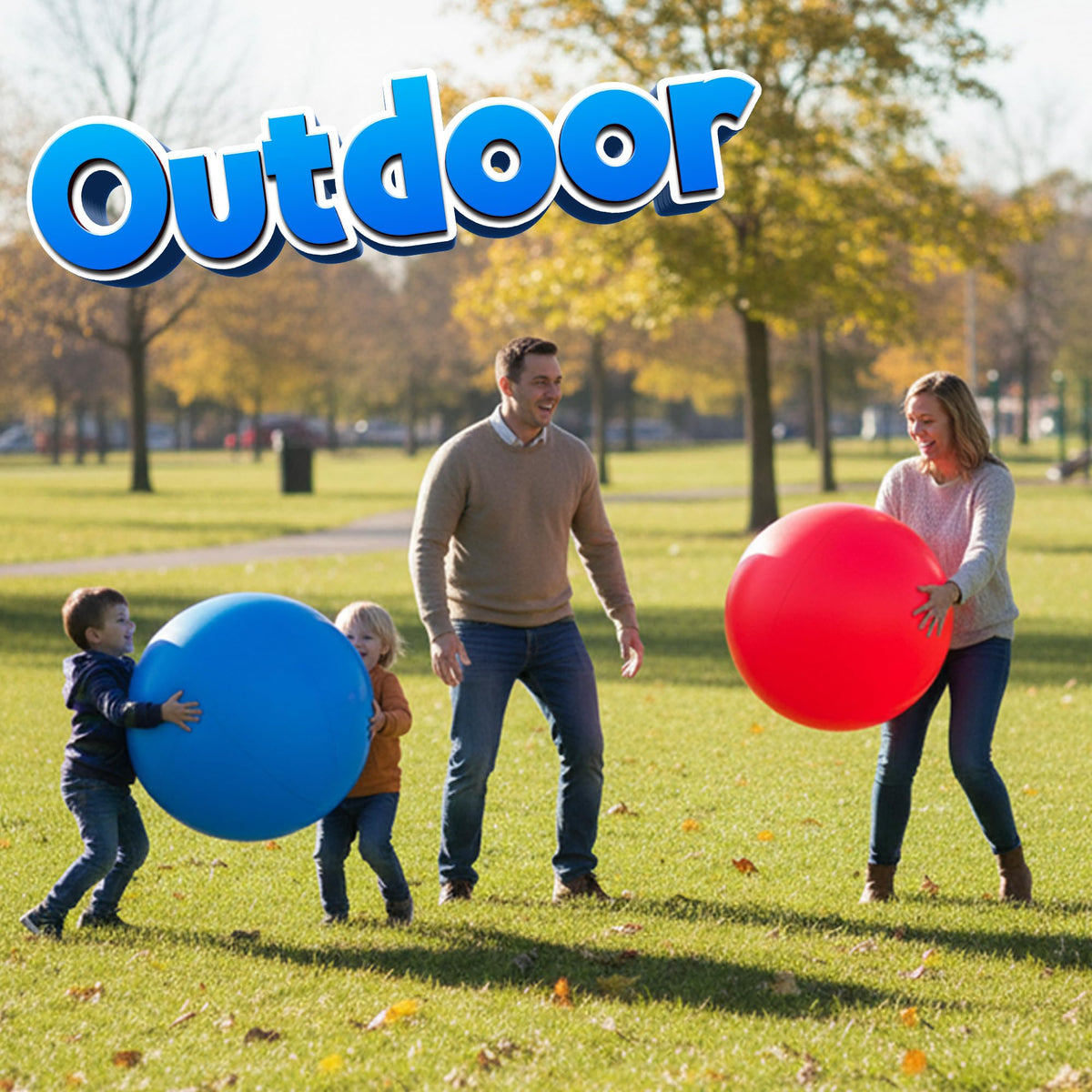 PlayBolt Jumbo 18-Inch Playground Balls for Kids (2 Pack, Red & Blue)