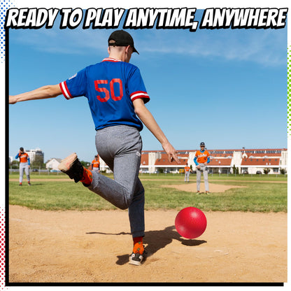 8.5 Inch Playground Balls Dodgeballs for Kids & Adults - (Pack of 6) Inflatable Rubber Indoor Outdoor Bouncy, Kickballs, Four Square and Handballs for School, Gym, Recess and More with Ball Pump