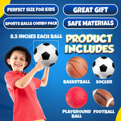 PlayBolt Sports Balls for Kids & Toddlers Toys - (Pack of 4) 5-inch