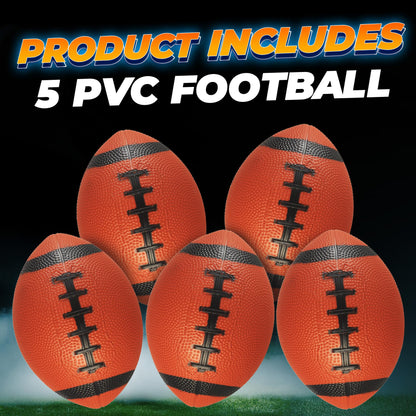 6-Inch Mini Footballs for Kids (Pack of 5) - Inflatable PVC Football Toys for Boys & Girls with Hand Pump, Easy to Grip Small Sports Balls for Backyard, Recess, Party Favor, Indoor/Outdoor, Brown