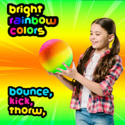 PlayBolt Rainbow Playground Balls - 8.5 Inch (Pack of 4) Rubber Bouncy Colorful Inflatable Balls for Kids and Adults, Indoor & Outdoor Games, Kickball, Dodgeball, Four Square, Dodge, Recess, Handball
