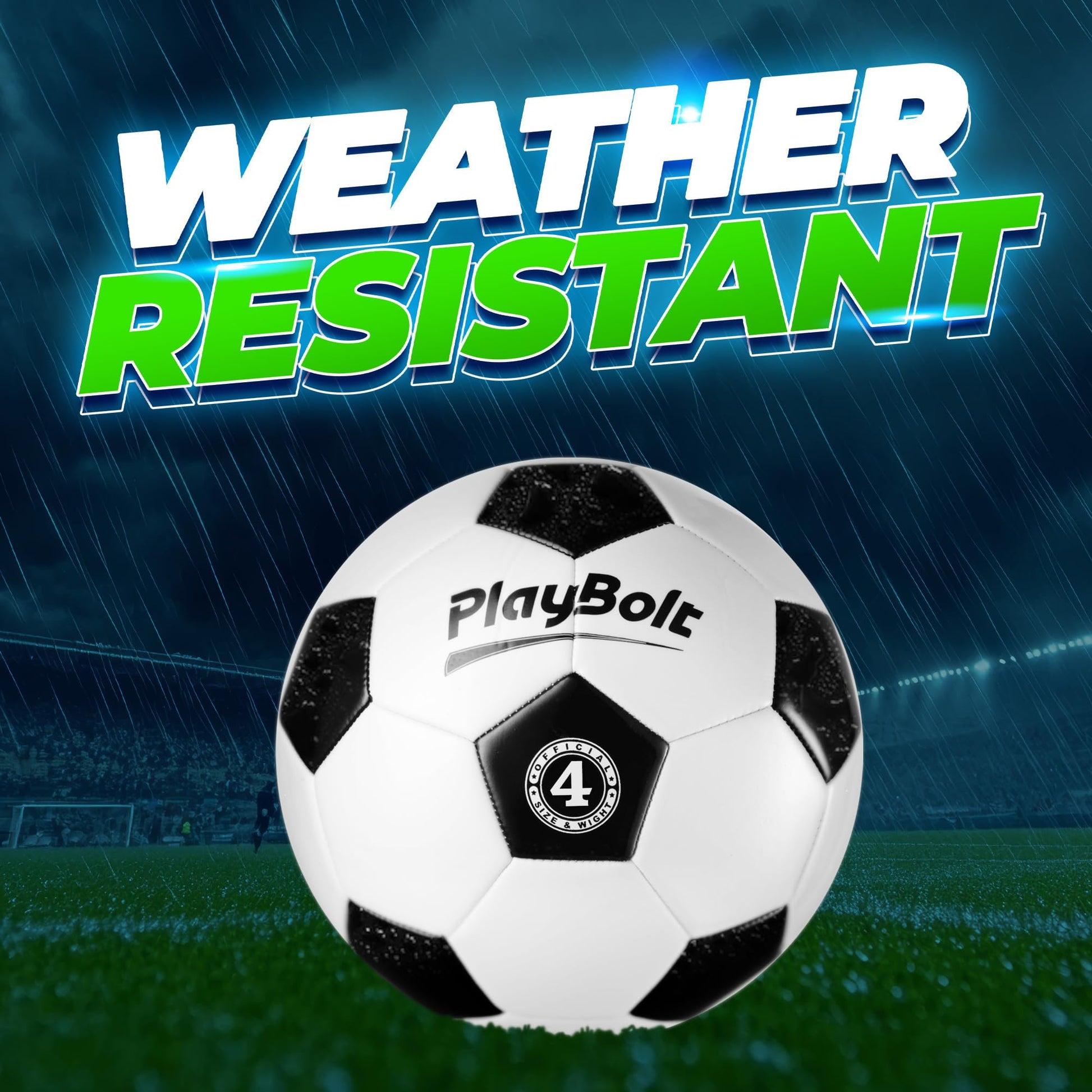 PlayBolt Soccer Ball Size 4 - Premium PVC Leather Cover - Youth Soccer Balls with Pump - Training, Practice, Match & Game Ball for Kids & Teens (Pack of 4)