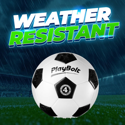 PlayBolt Soccer Ball Size 4 - Premium PVC Leather Cover - Youth Soccer Balls with Pump - Training, Practice, Match & Game Ball for Kids & Teens (Pack of 4)