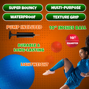 10 Inch Red & Blue Kickball Set - (2-Pack) with Pump - Large Playground Balls for Kids, Teens & Adults - Indoor & Outdoor Gym Sports Balls for Kickball, PE, Recess, Four Square & Backyard Games