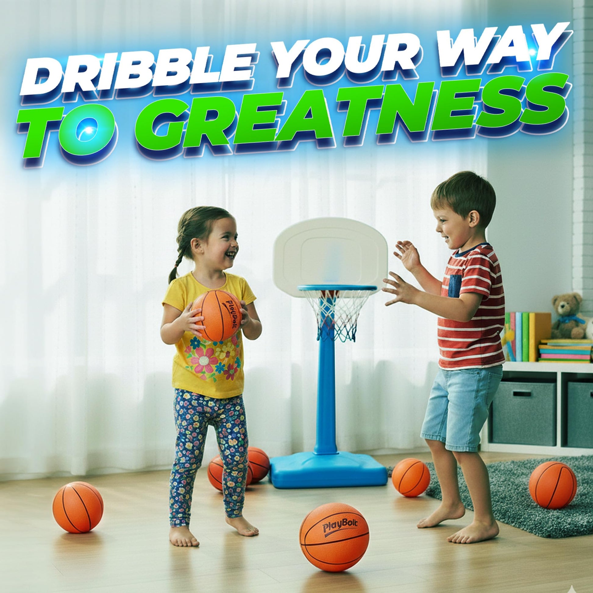 PlayBolt Size 3 Mini Basketballs (Pack of 3) - 7-Inch Premium Orange Youth Rubber Basketballs with Hand Pump for Kids, Indoor Over-The-Door Hoops, Backyard Pools, Arcade Games, Training and Practice