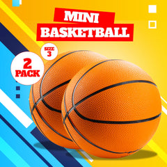 Bedwina Mini Basketball - Rubber 7 Inch, Size 3 (Pack of 2) - Mini Hoop Outdoor Basketball Set for Small Hoops Indoor & Outdoor Pool Parties - Kids Birthday Gift, Arcade Games