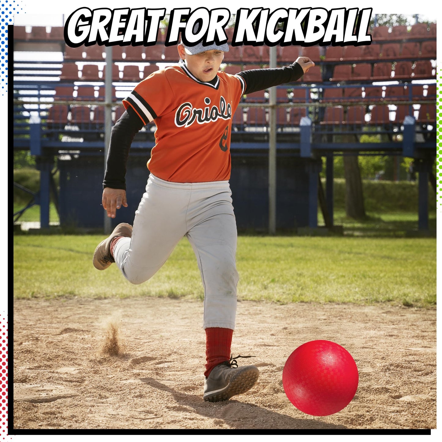 8.5 Inch Playground Balls for Kids & Adults - (Pack of 6) Inflatable Rubber Indoor Outdoor Bouncy Dodgeballs, Kickballs, Four Square and Handballs for School, Gym, Recess and More with Ball Pump