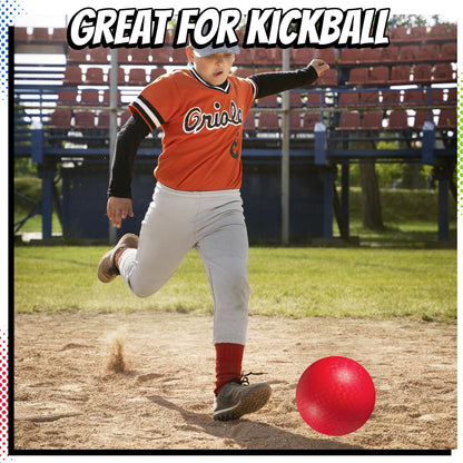 8.5 Inch Playground Balls Dodgeballs for Kids & Adults - (Pack of 6) Inflatable Rubber Indoor Outdoor Bouncy, Kickballs, Four Square and Handballs for School, Gym, Recess and More with Ball Pump