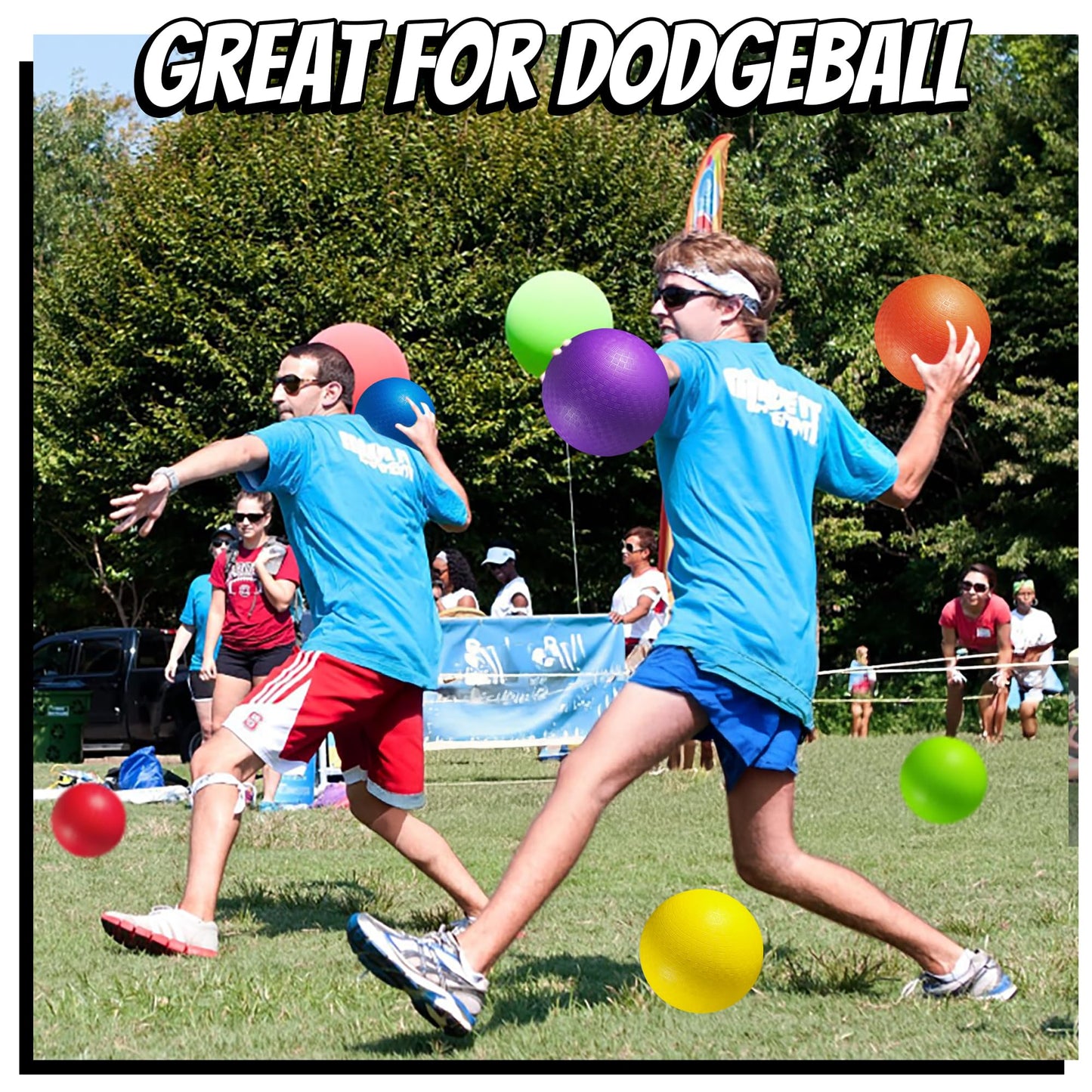 10 Inch Kickball Playground Balls - (Pack of 6) Inflatable Rubber Indoor Outdoor Bouncy Balls for Adults & Kids - Dodgeballs, Kickballs, Four Square and Handballs for School, Gym, with Hand Pump