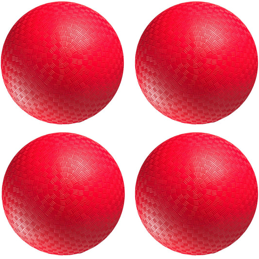 PlayBolt Playground Balls Bulk - 8.5 Inch Red Rubber Kickball Bouncy Inflatable Balls for Kids & Adults w/Hand Pump, Indoor & Outdoor Games, Kickballs, Dodgeball, Four Square, and More, (12-Pack)