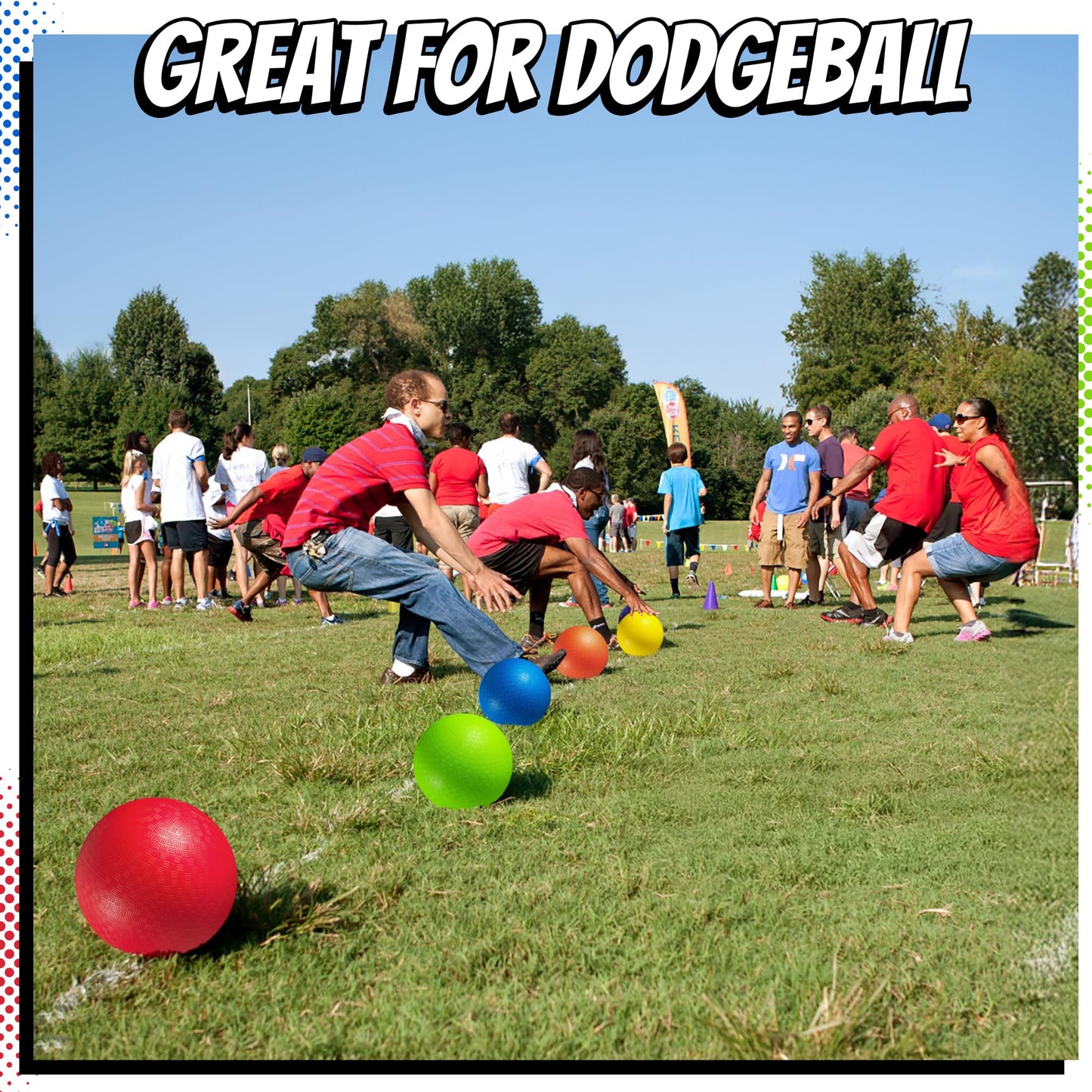 8.5 Inch Playground Balls for Kids & Adults - (Pack of 6) Inflatable Rubber Indoor Outdoor Bouncy Dodgeballs, Kickballs, Four Square and Handballs for School, Gym, Recess and More with Ball Pump