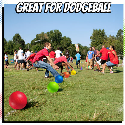 8.5 Inch Playground Balls Dodgeballs for Kids & Adults - (Pack of 6) Inflatable Rubber Indoor Outdoor Bouncy, Kickballs, Four Square and Handballs for School, Gym, Recess and More with Ball Pump